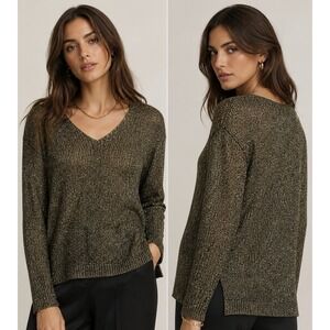 Vintage Maurada Silk Gold Metallic Lightweight Sweater Size S Party Evening